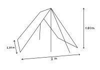 tente en coin petite 2 x 2,30, naturelle