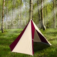 tente à  mât central Ø 3,50 m rouge-naturel