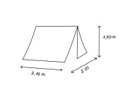 A-Zelt 170 - 2.10 x 2 Meter - natur, Baumwolle